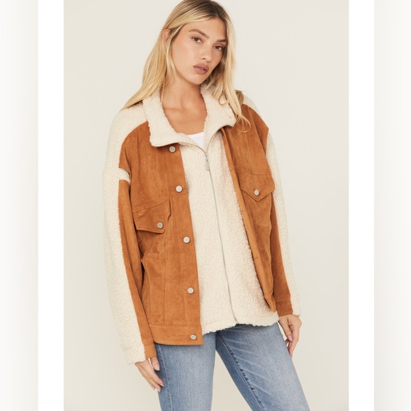 BLANKNYC High Pile Fleece Trim Faux Suede Jacket - Picture 2 of 4